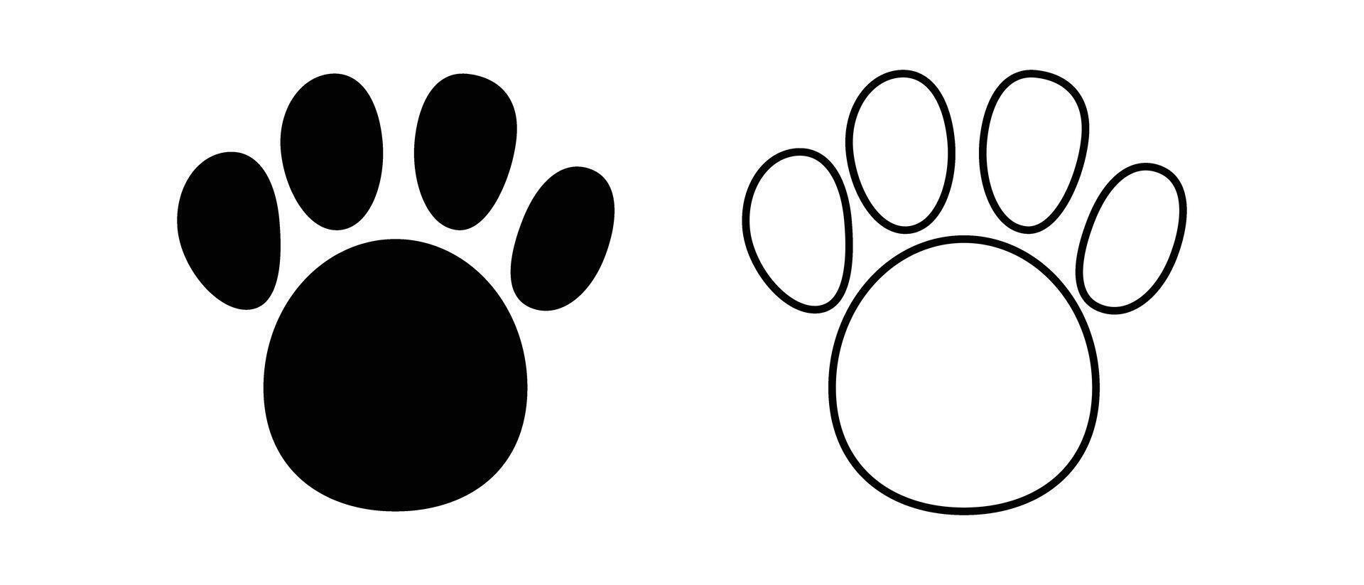 A set of paw icons. Dog and cat footprints. vector