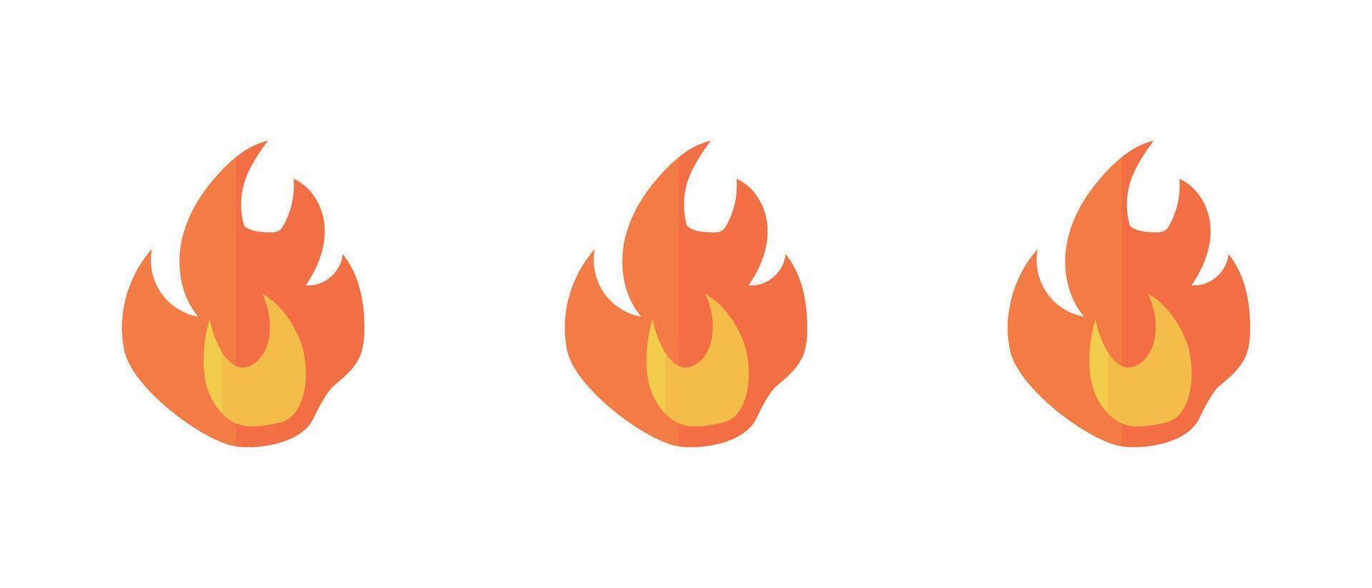 A set of flame icons. Burning and fire. vector