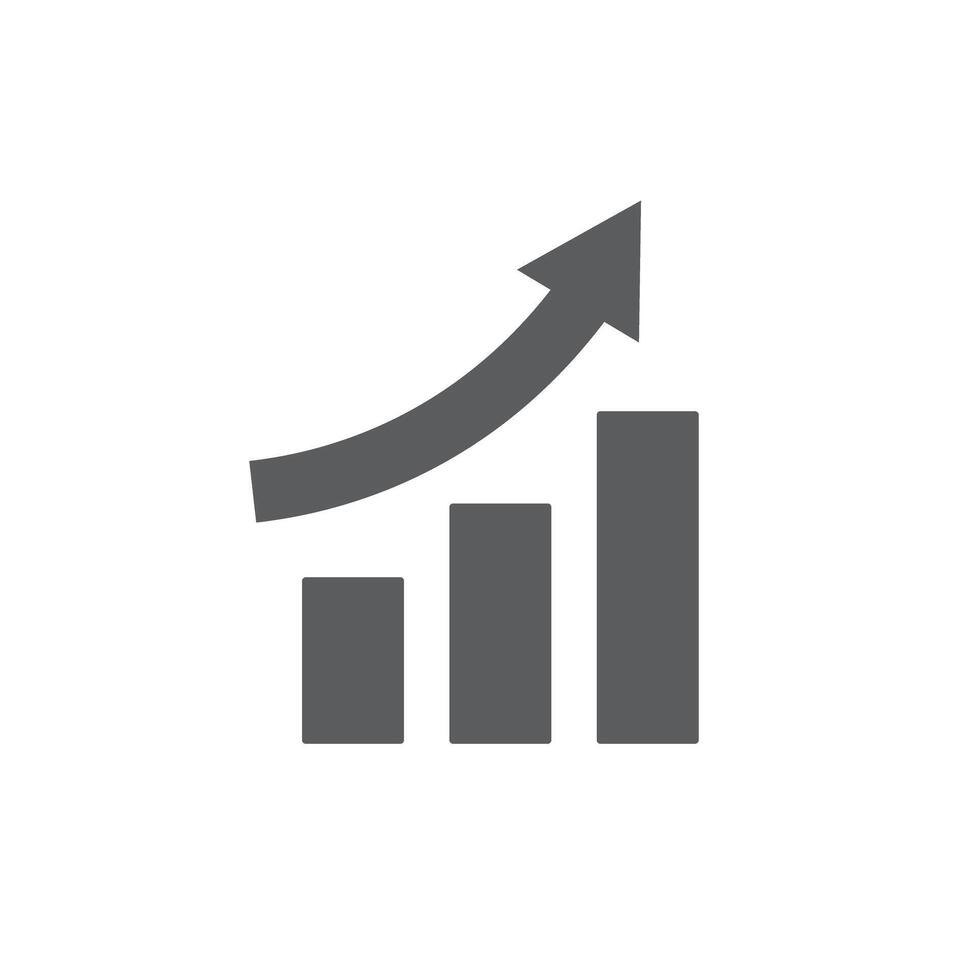 Ascending bars and arrows. Analysis and statistics. vector