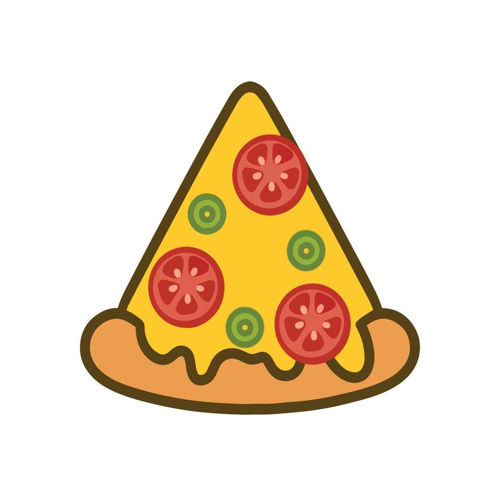 Illustration of a cute pizza slice is isolated on the white background vector
