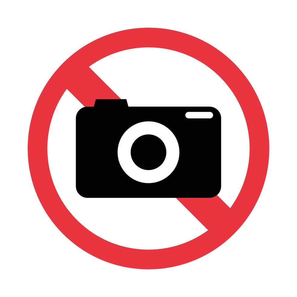 Prohibition symbol and camera icon vector