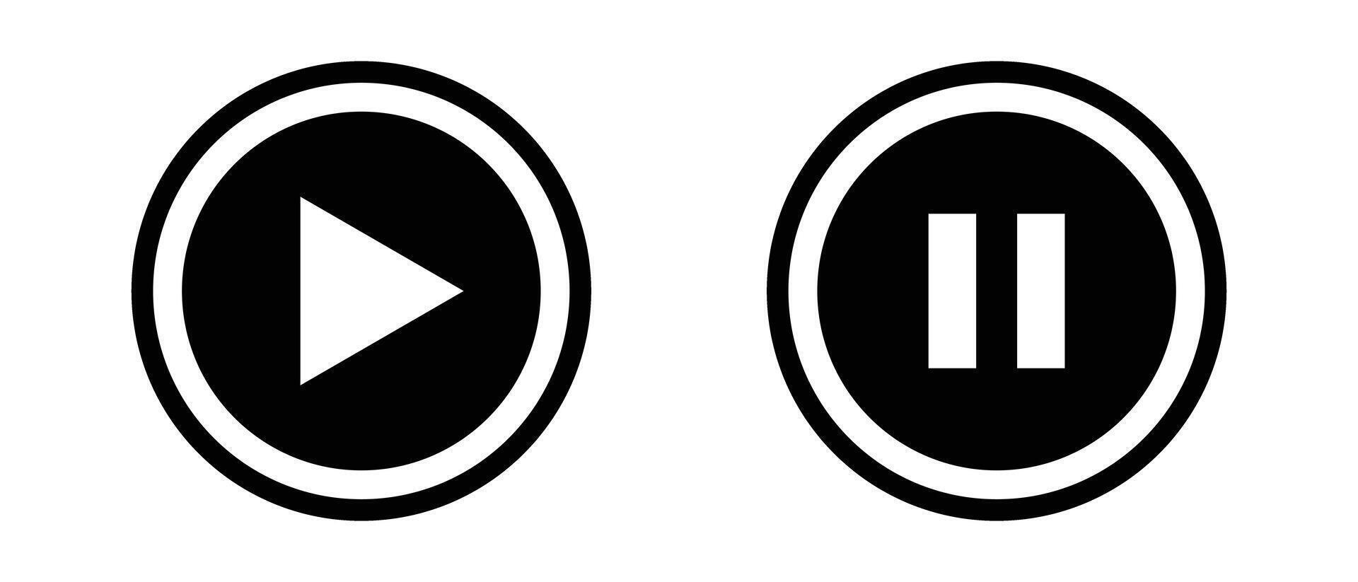 A set of icons for the play and pause buttons. vector