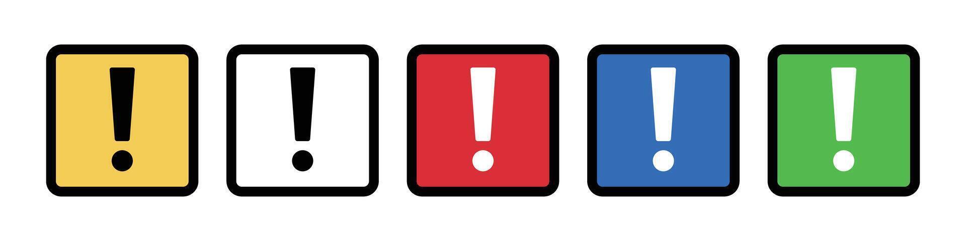 A set of exclamation mark icons used for caution and warning. vector