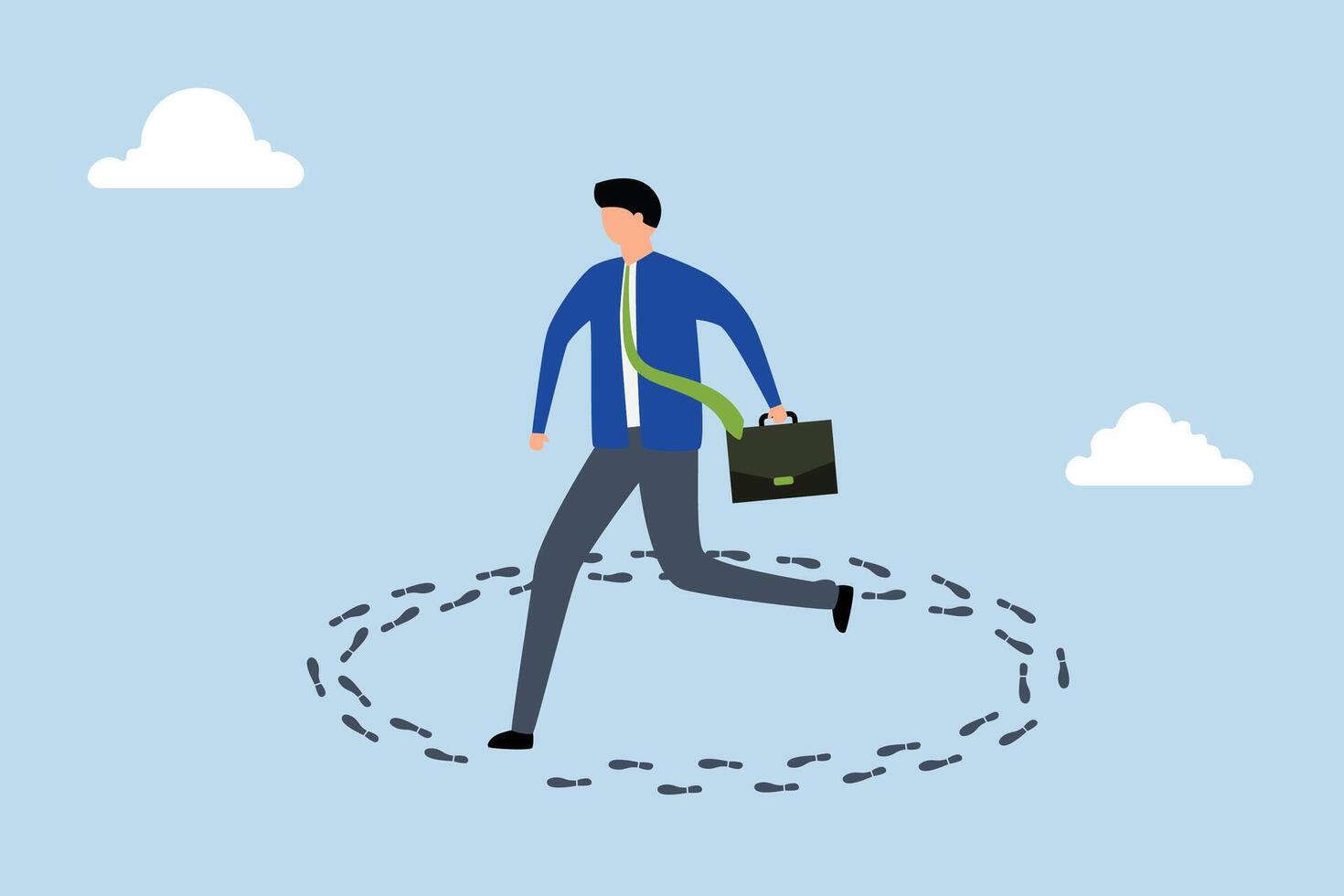 Career path dead end, disillusioned businessman walking around with no way out. vector