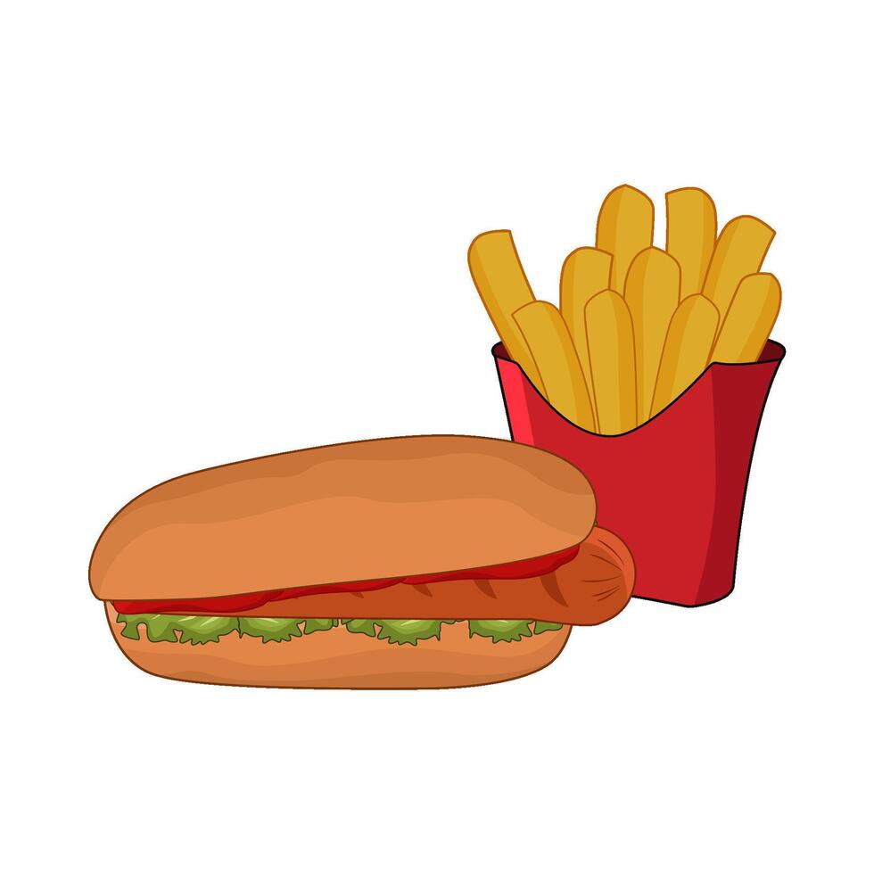 illustration of hotdog and french fries vector