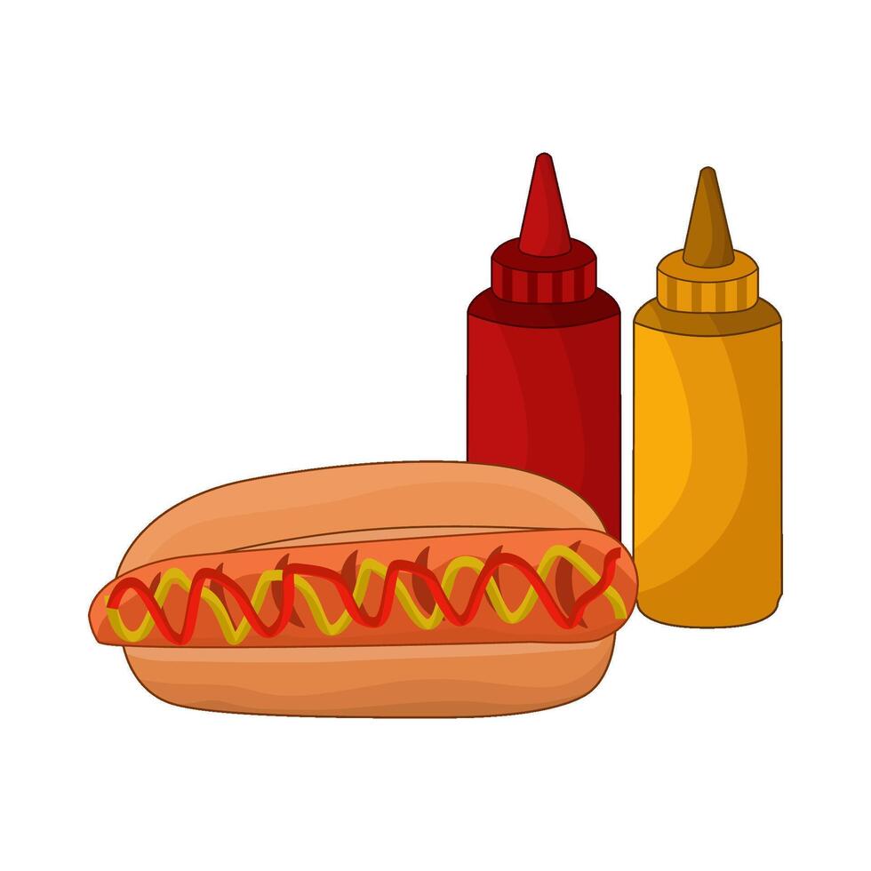 hotdog and sauce bottle vector