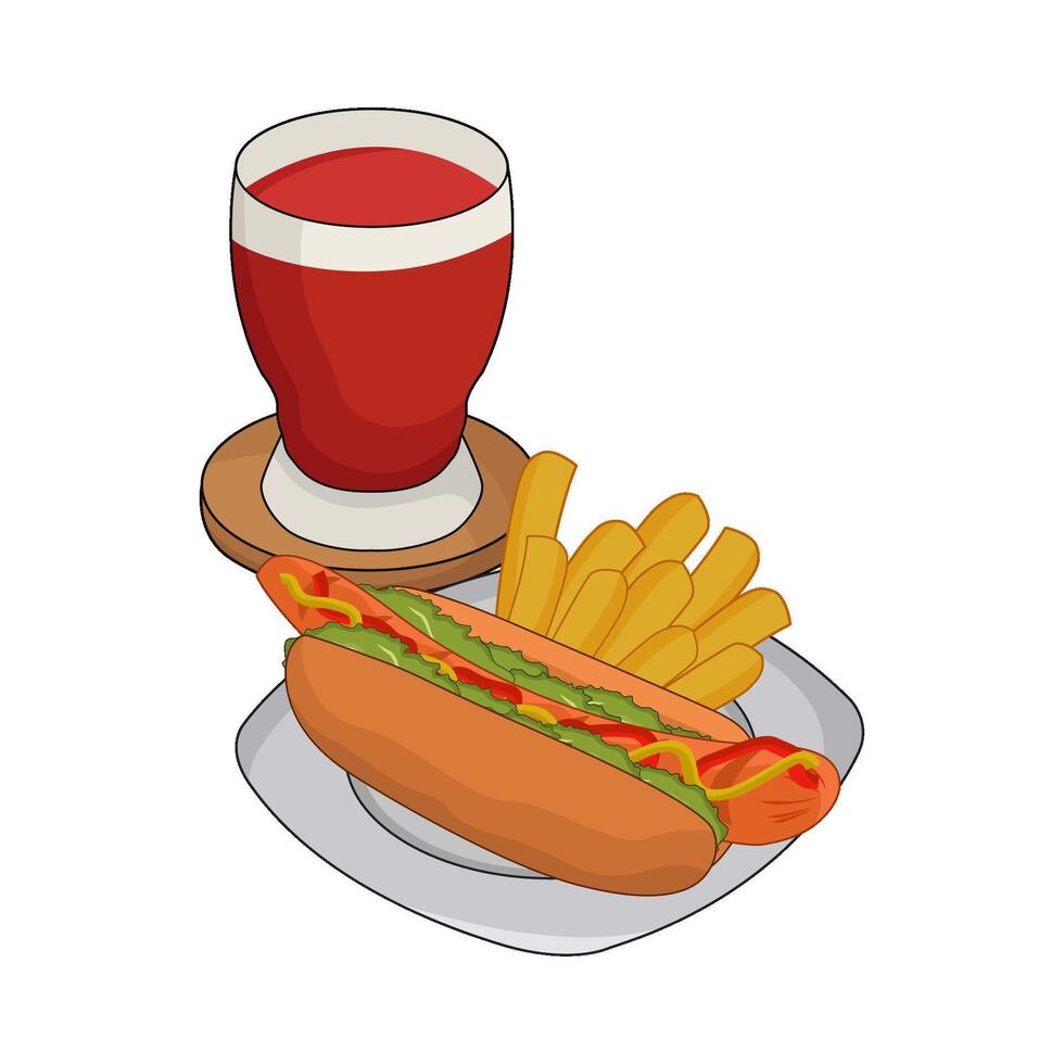 illustration of hotdog and drink vector