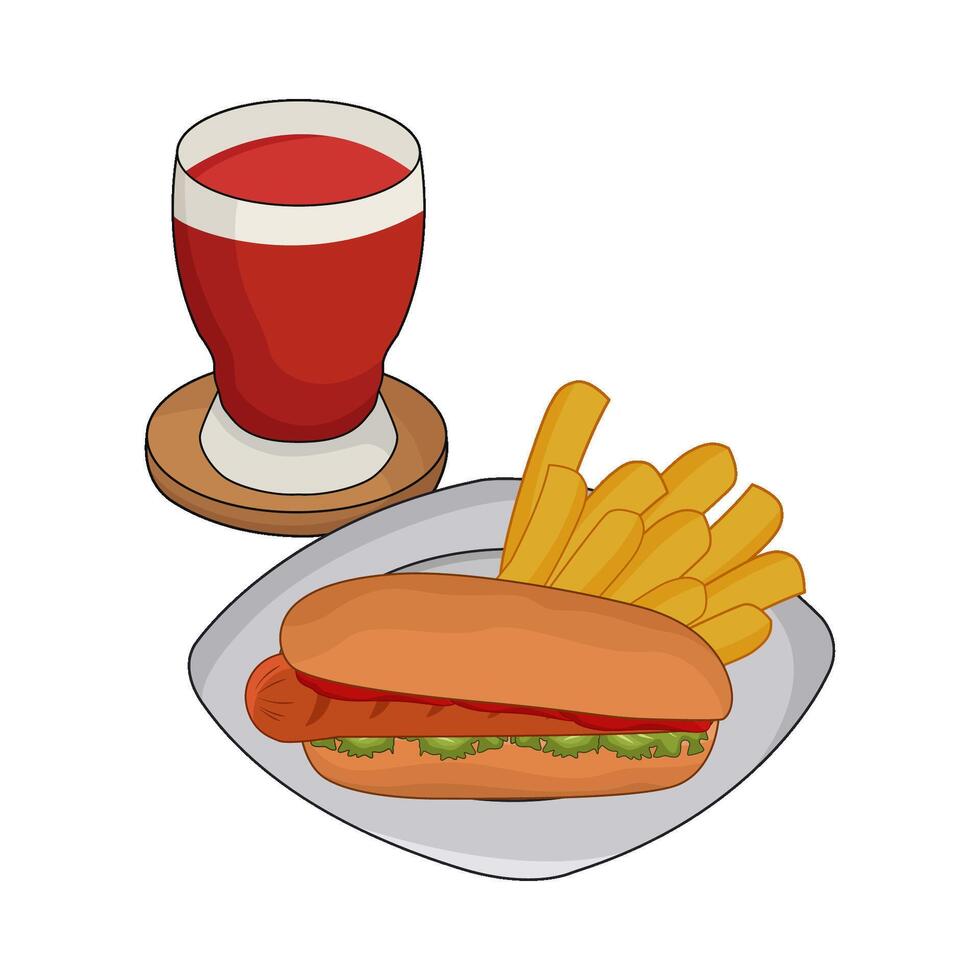 illustration of hotdog and drink vector