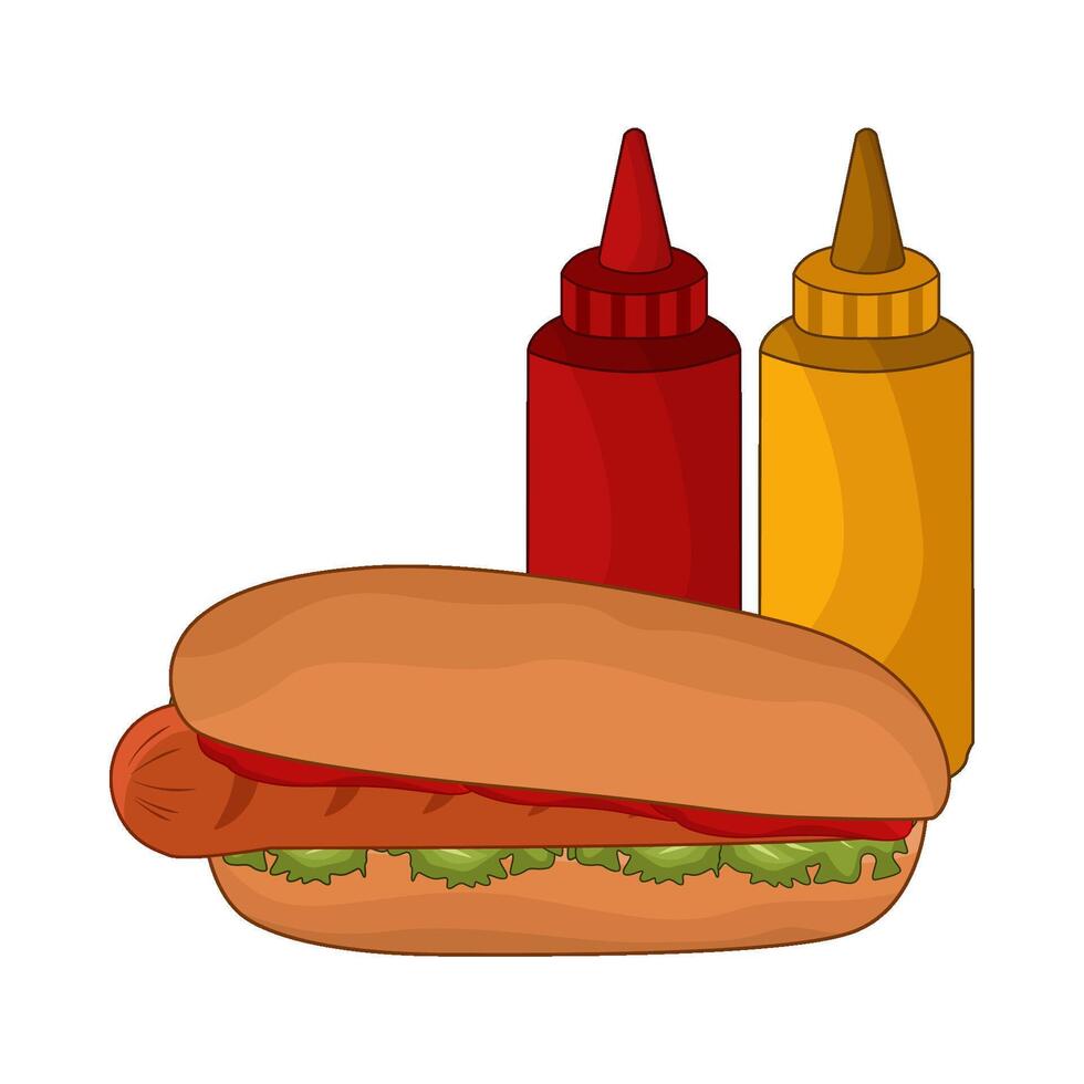 hotdog and sauce bottle vector