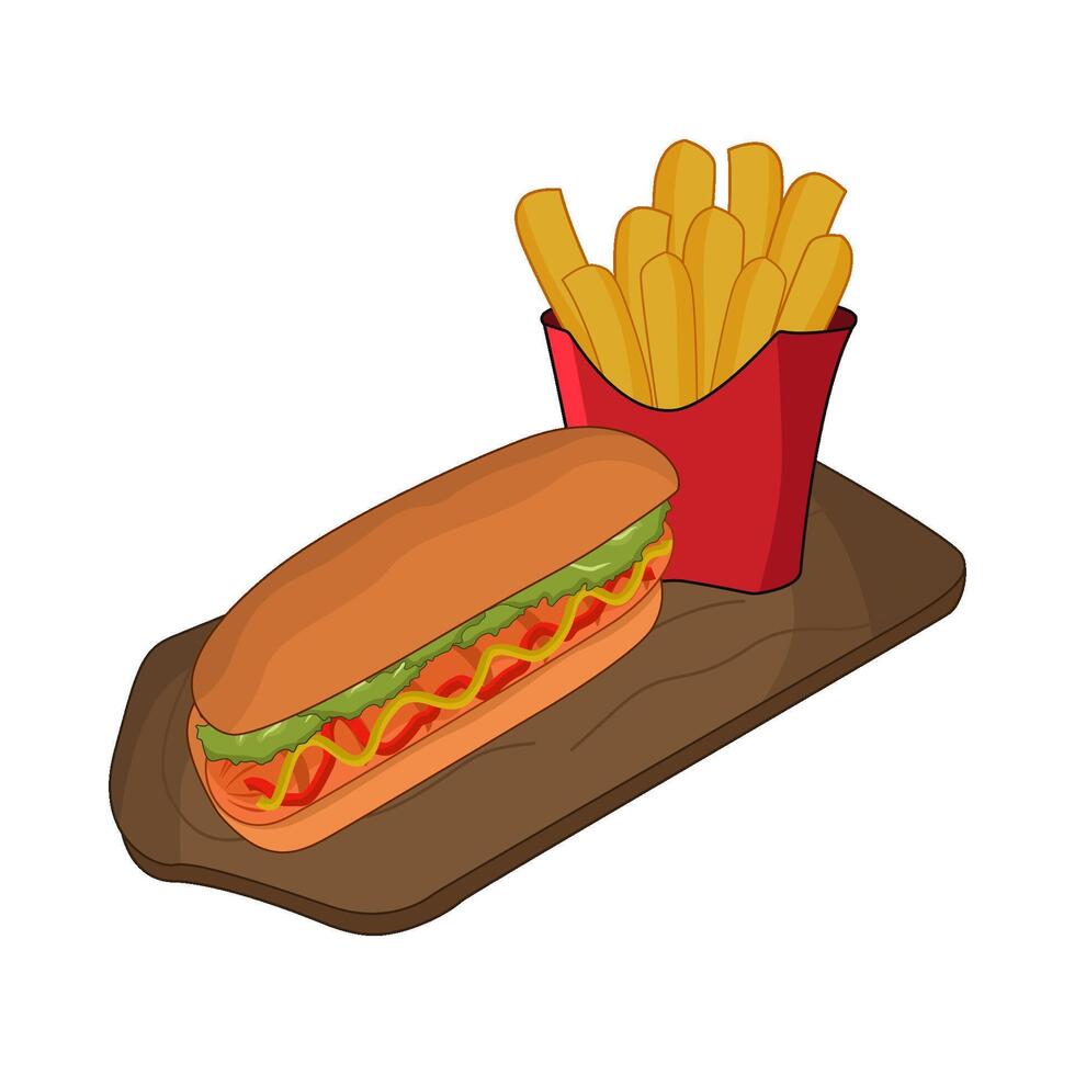 illustration of hotdog and french fries vector