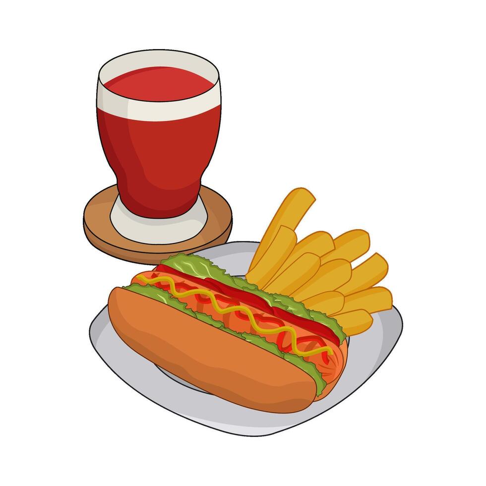 illustration of hotdog and drink vector