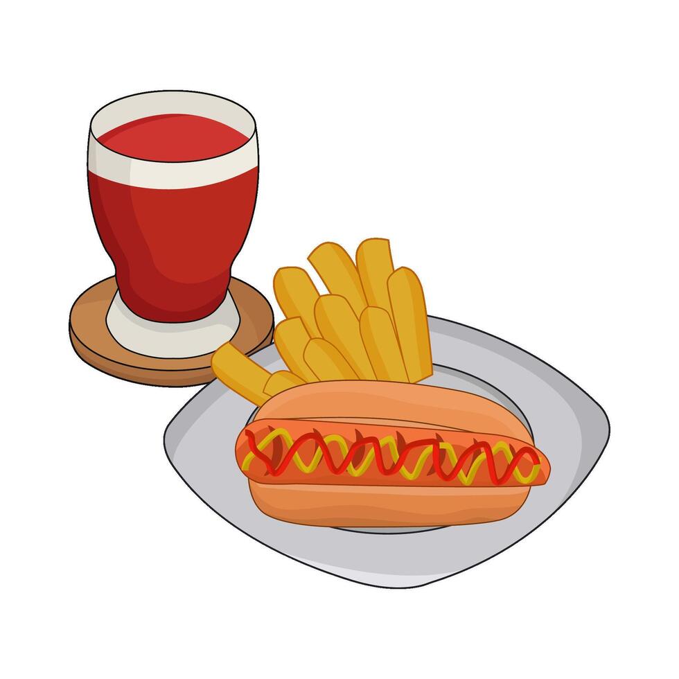 illustration of hotdog and drink vector