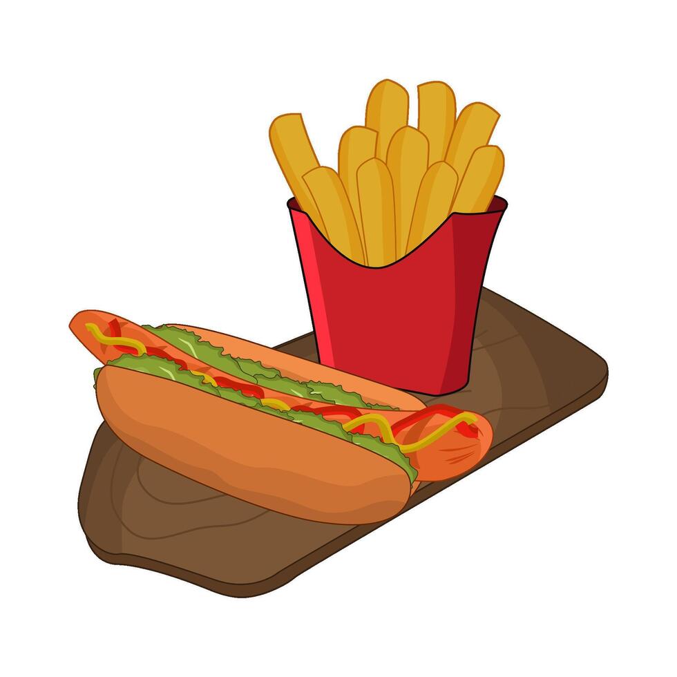 illustration of hotdog and french fries vector