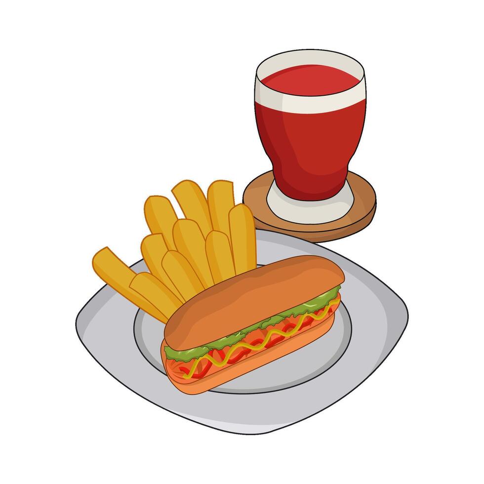 illustration of hotdog and drink vector