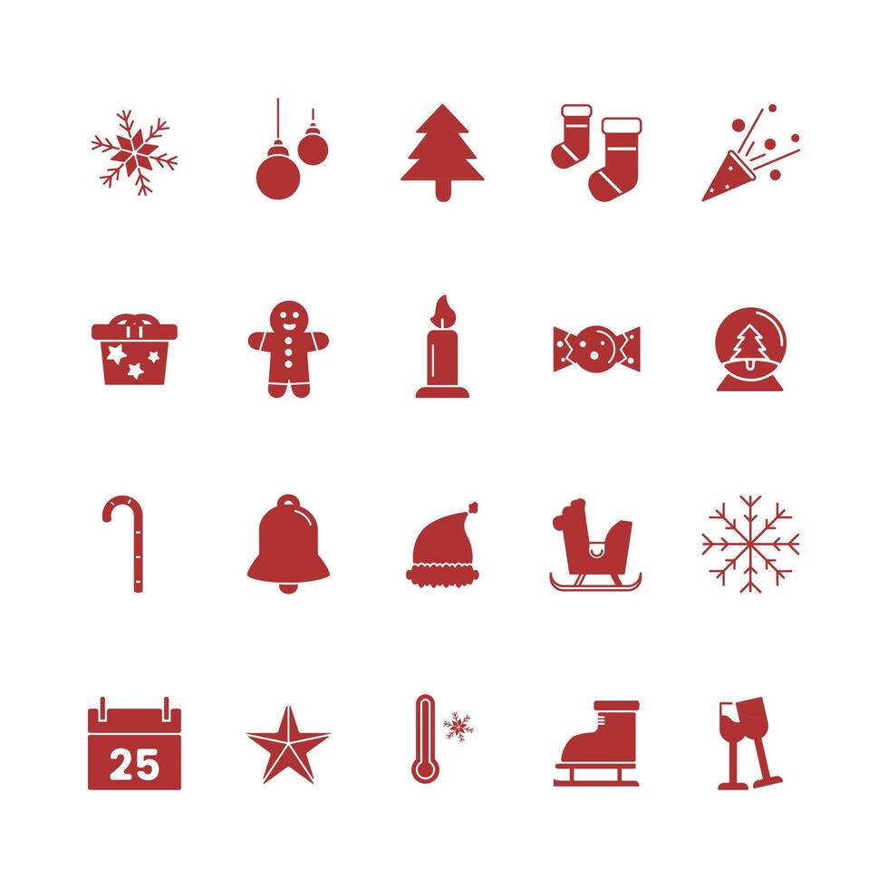 Christmas and New Year solid Icon Set vector