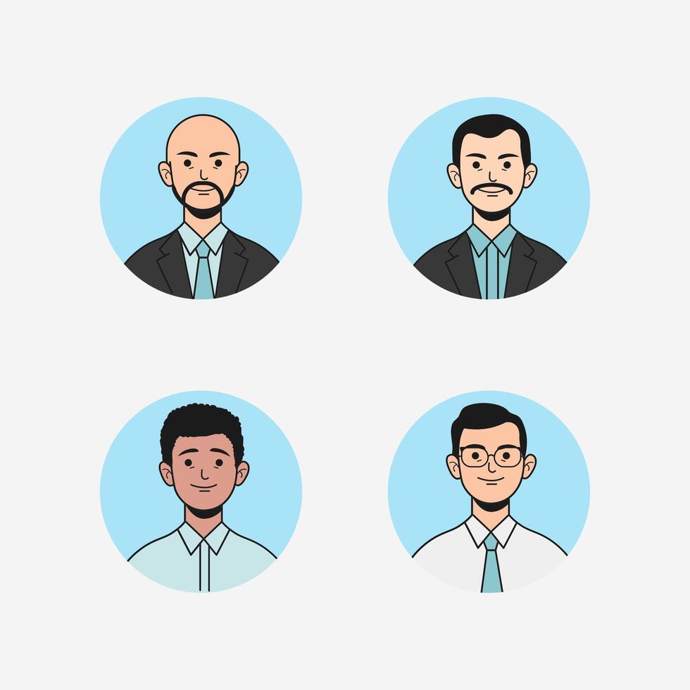 Collection of staff and businessmen in flat design vector