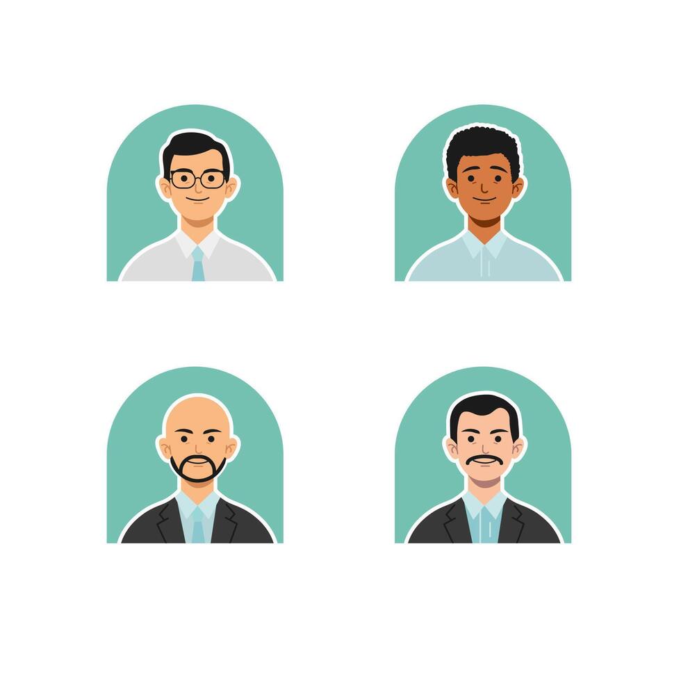 Collection of man staff and businessmen in flat design vector