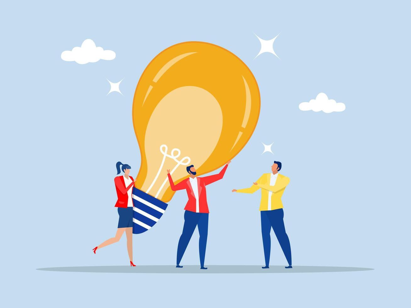 innovation or creativity idea concept, business people teamwork help carry big smart lightbulb innovation idea.invention help company achieve goal concept illustrator vector