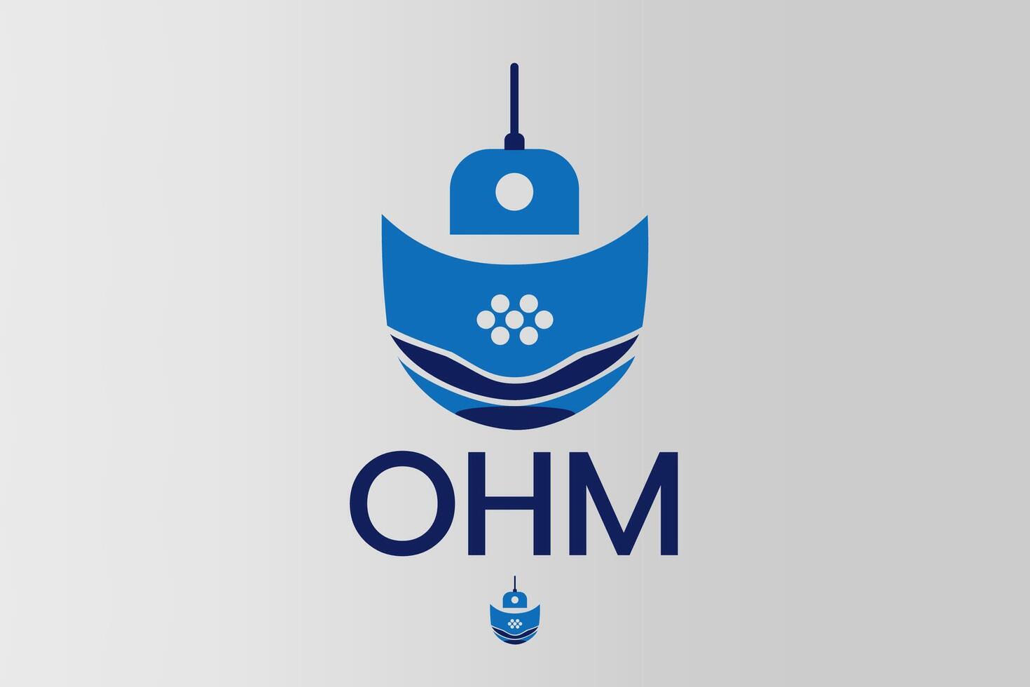 OHM Logo Submarin Brand. Submarin Minimal Icon in Blue and Dark Blue vector