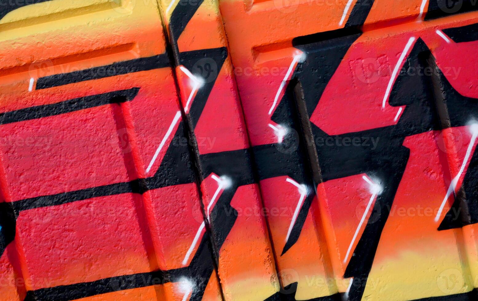 Colorful background of graffiti painting artwork with bright aerosol outlines on wall. Old school street art piece made with aerosol spray paint cans. Contemporary youth culture photo
