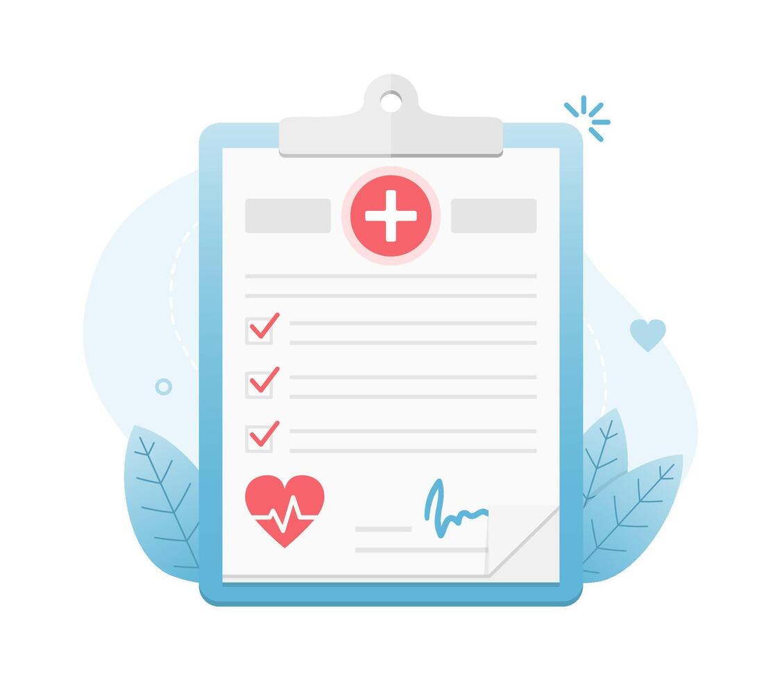 Medical health check up concept, clipboard with check boxes vector