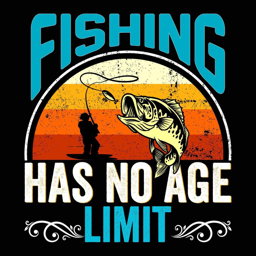 Fishing has no age limit Fishing t shirt and mug design illustration vector