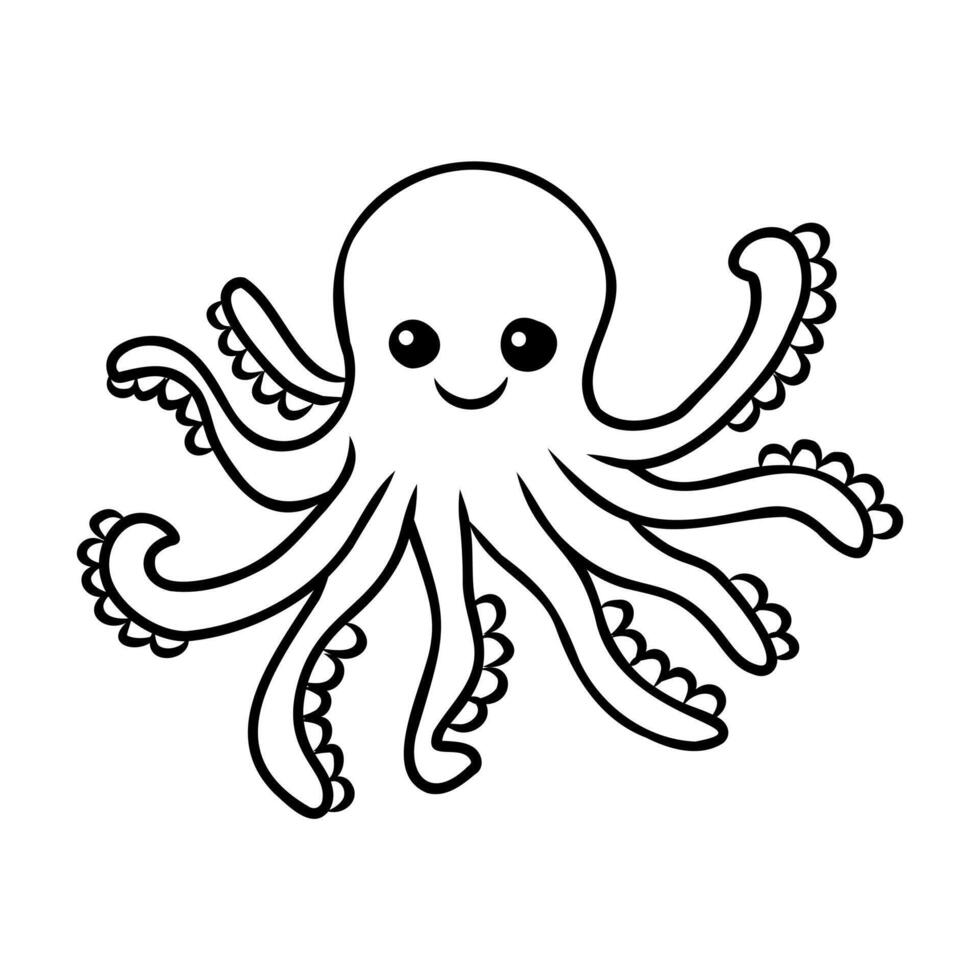 cartoon octopus sketch vector