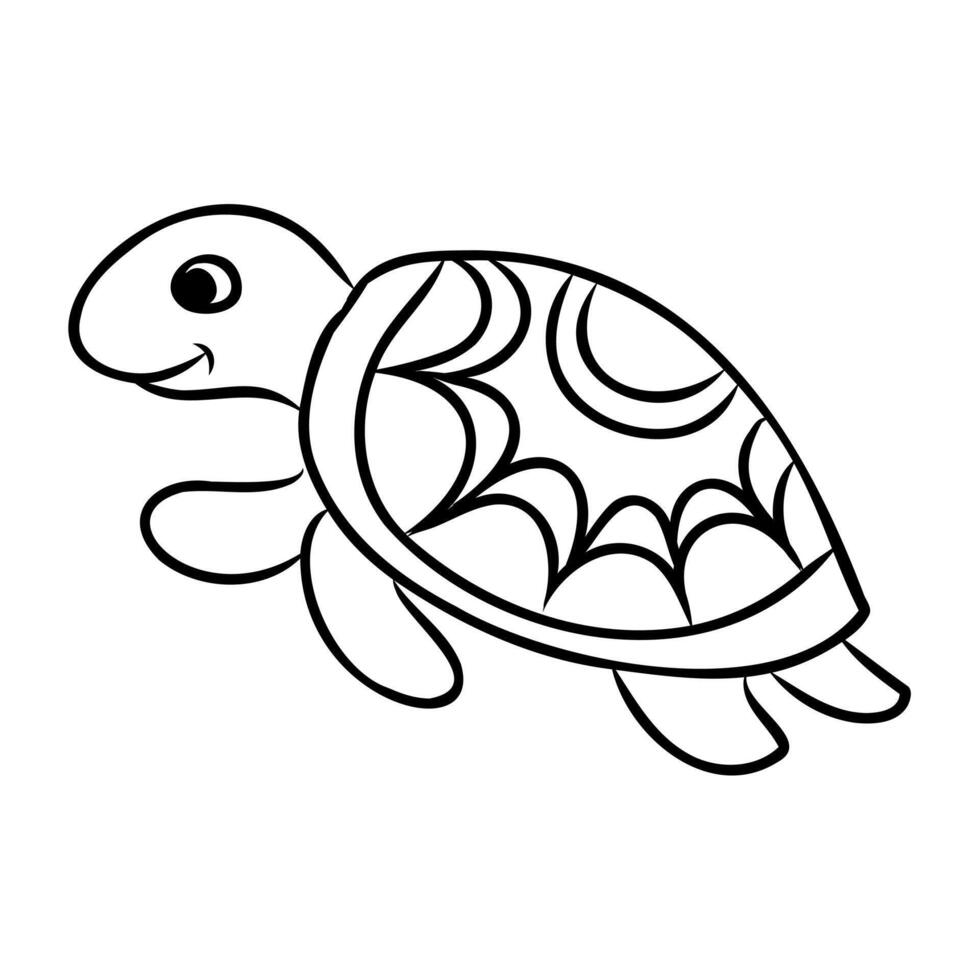 cartoon sea turtle sketch vector