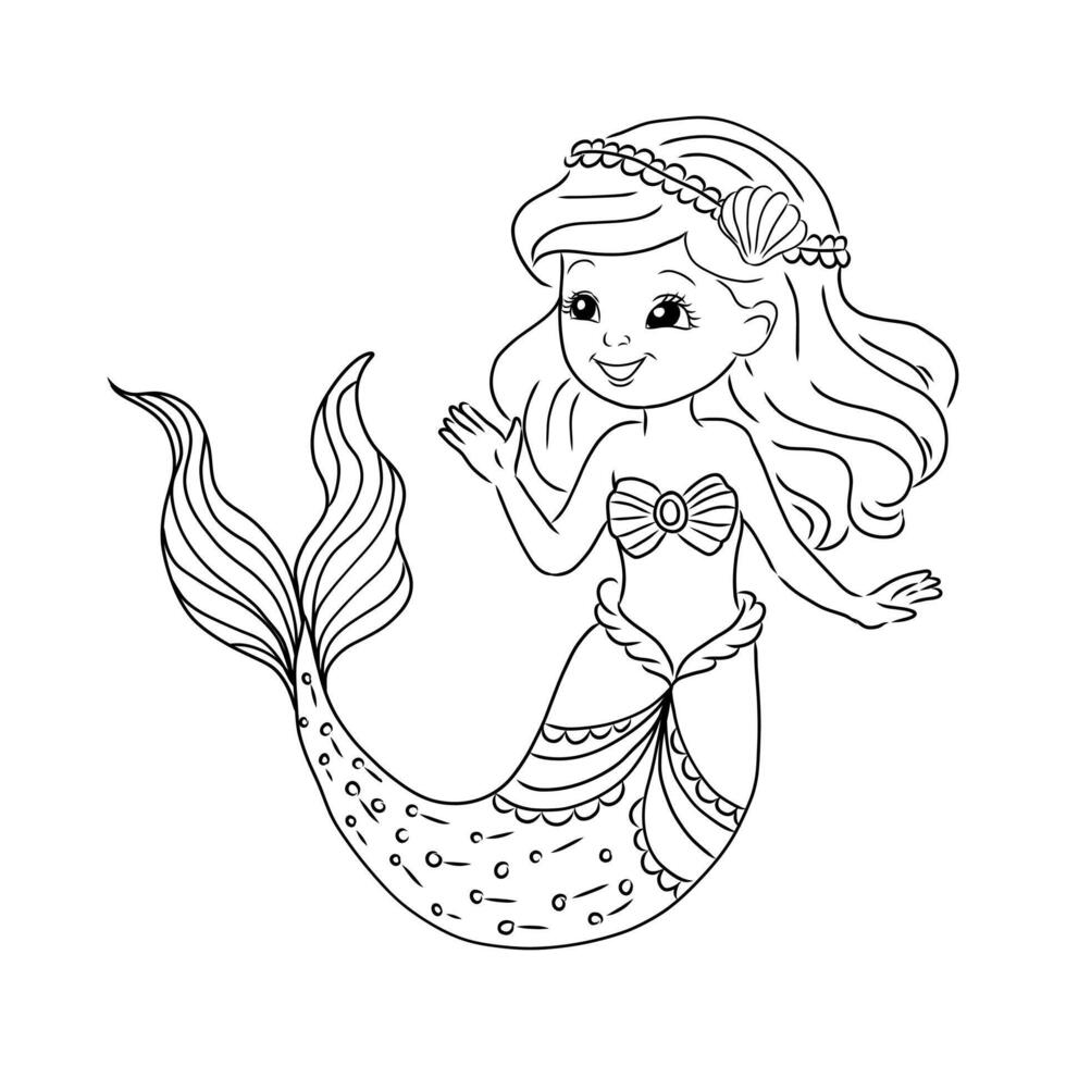 cartoon little mermaid sketch vector