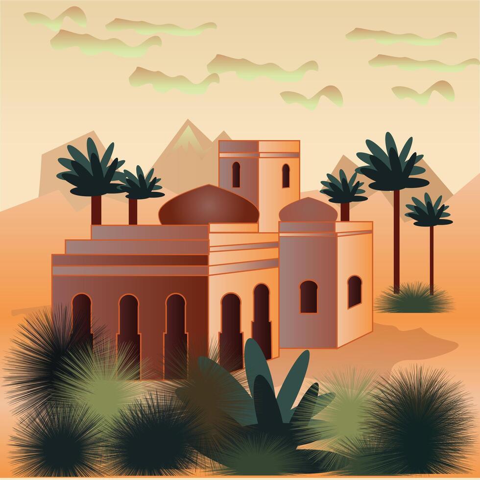Beautiful Mosque Building Illustration vector