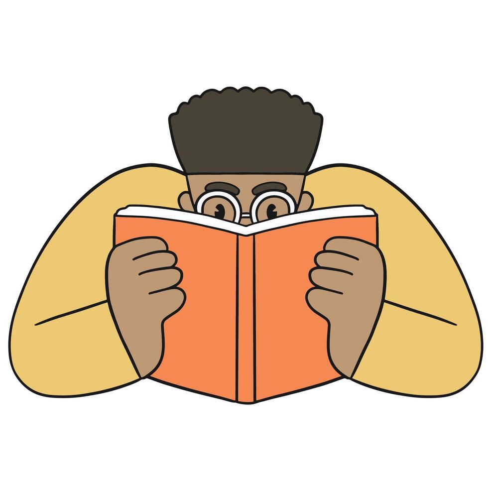 Cartoon cute education people reading book set . vector