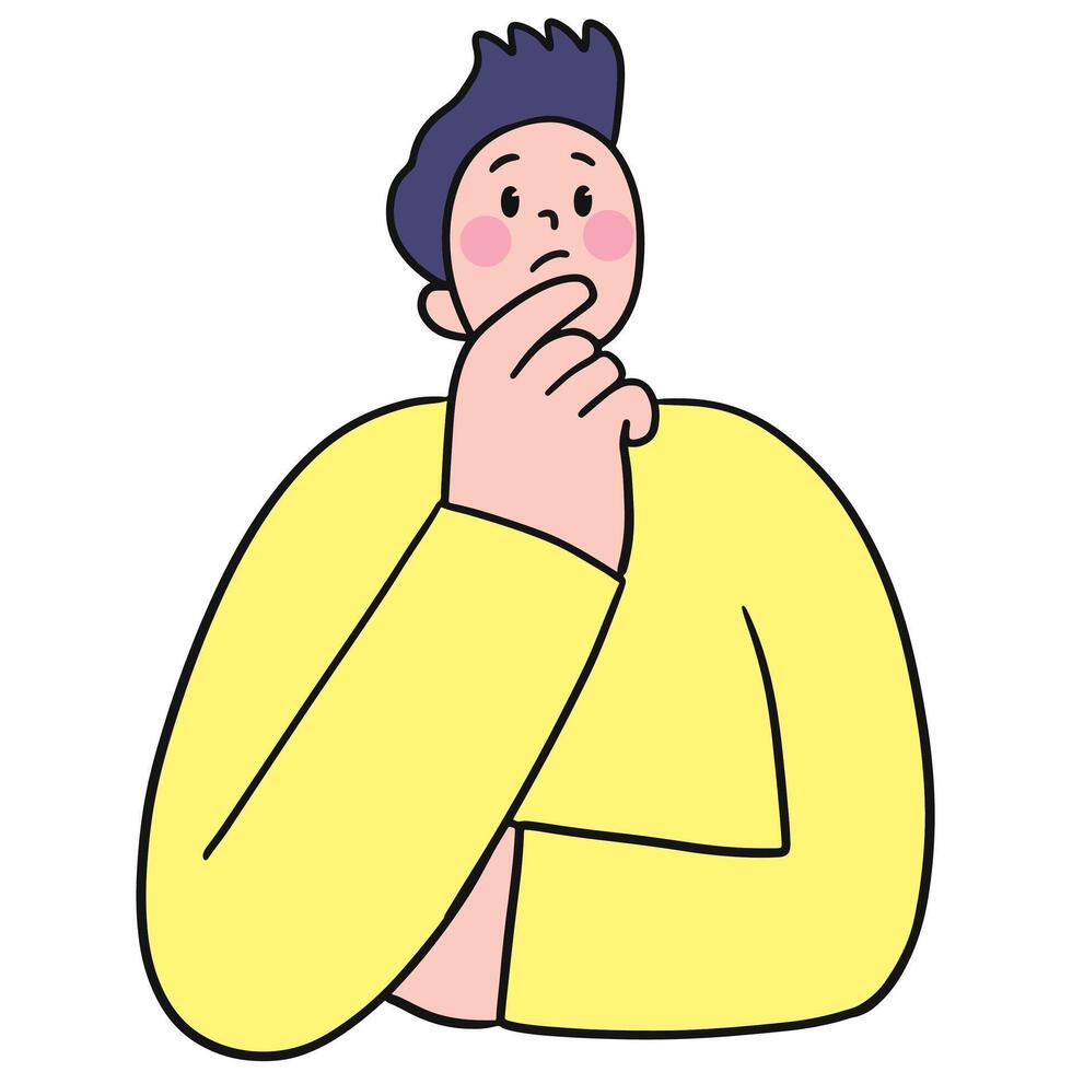 Cute cartoon People who act suspicious, distrustful, suspicious of something . vector