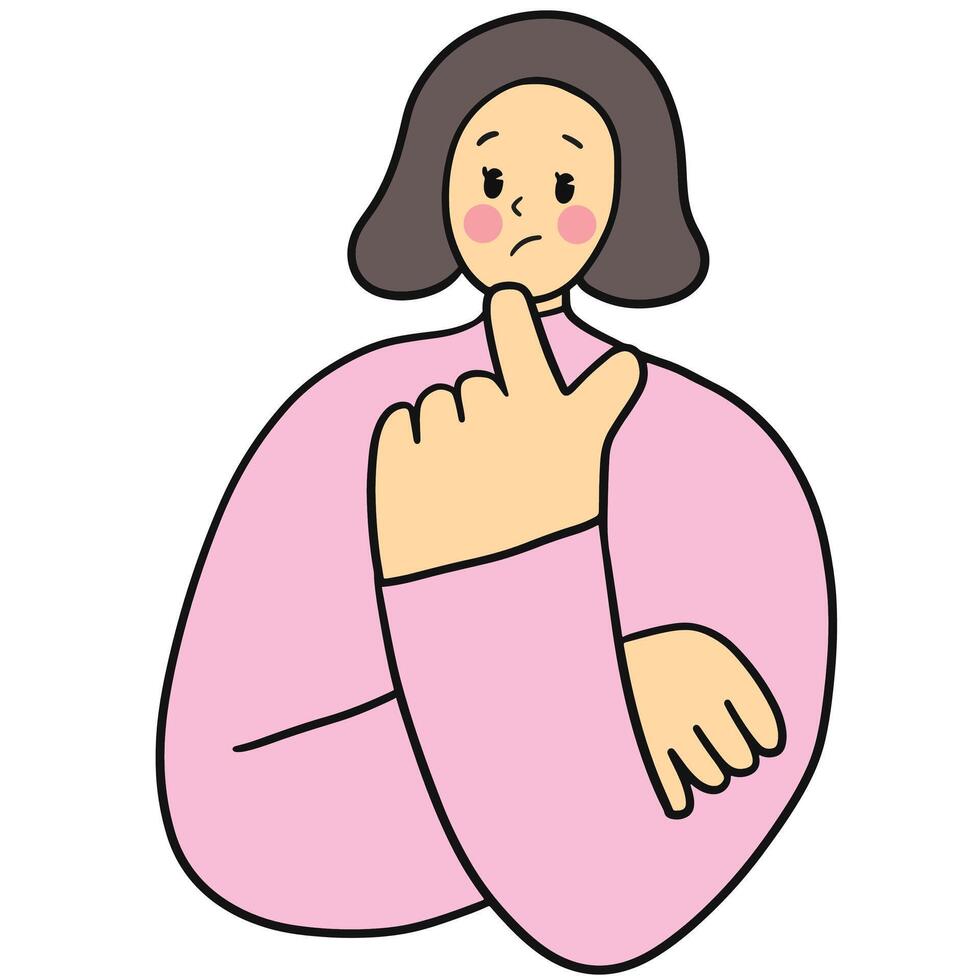 Cute cartoon People who act suspicious, distrustful, suspicious of something . vector