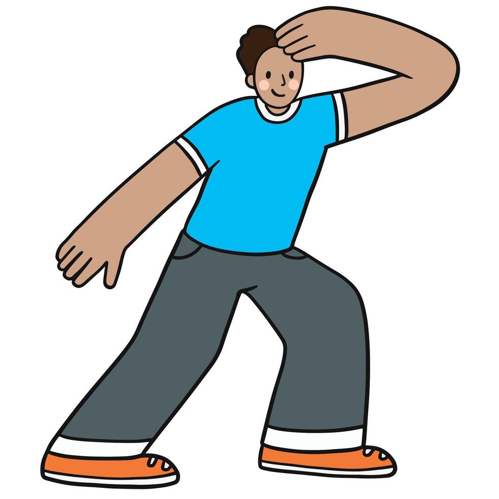 Cute cartoon People who act suspicious, distrustful, suspicious of something . vector