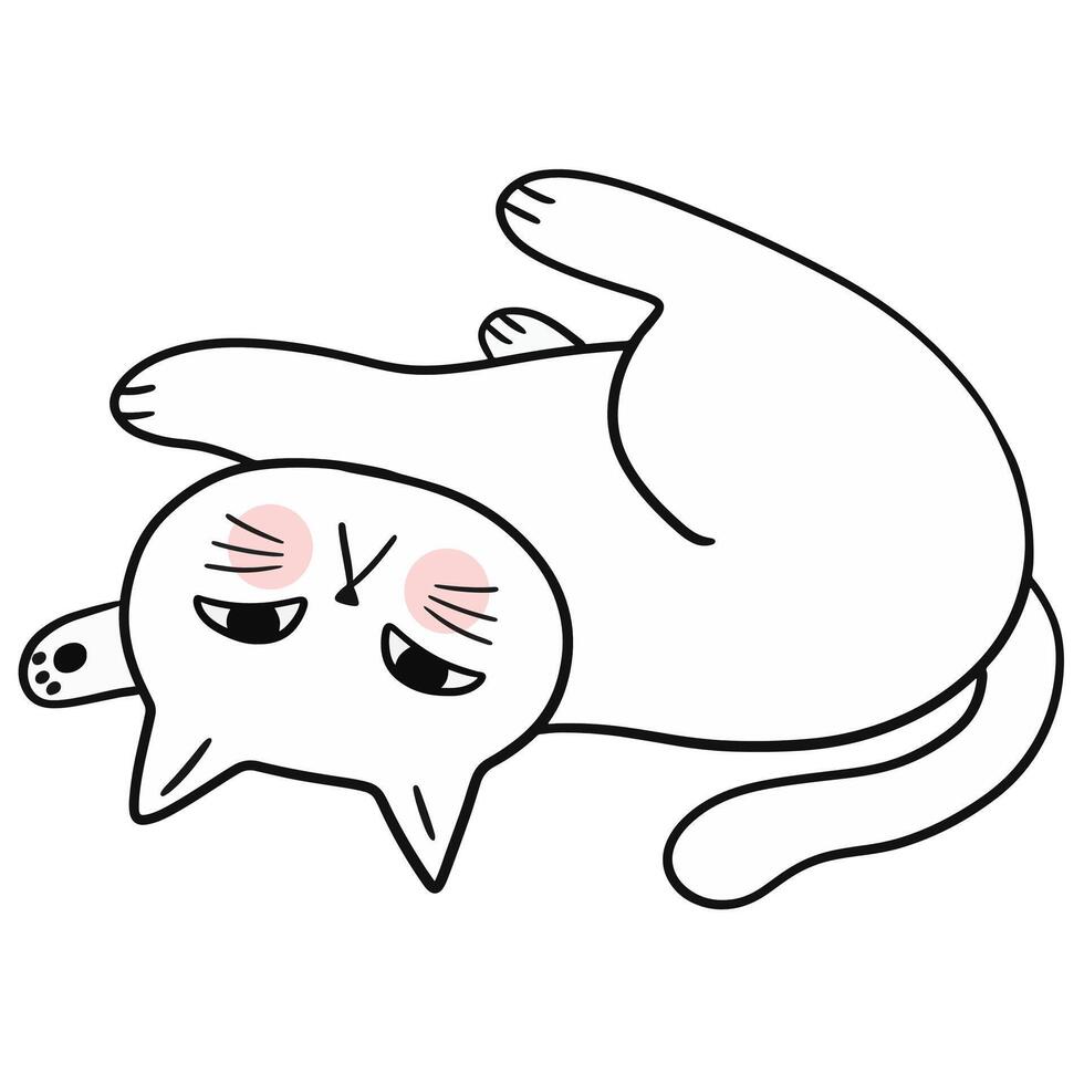 Cartoon cute funny white cat elements . vector