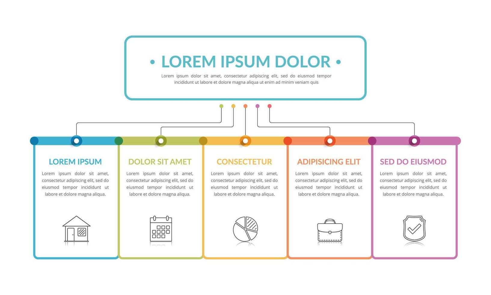 Flowchart with 5 Elements vector