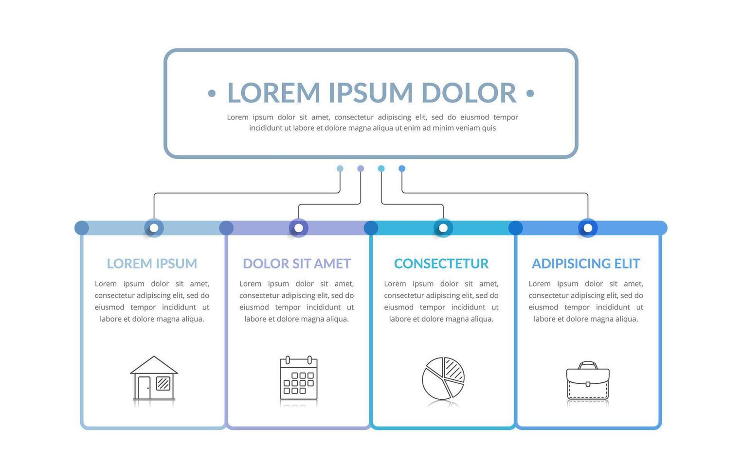 Flowchart with 4 Elements vector