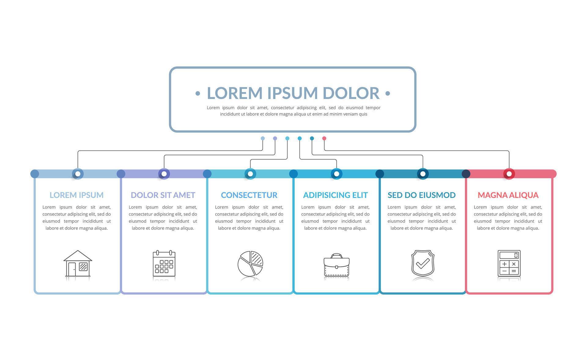 Flowchart with 6 Elements 48391244 Vector Art at Vecteezy