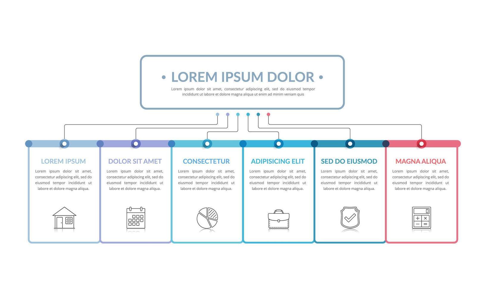 Flowchart with 6 Elements vector