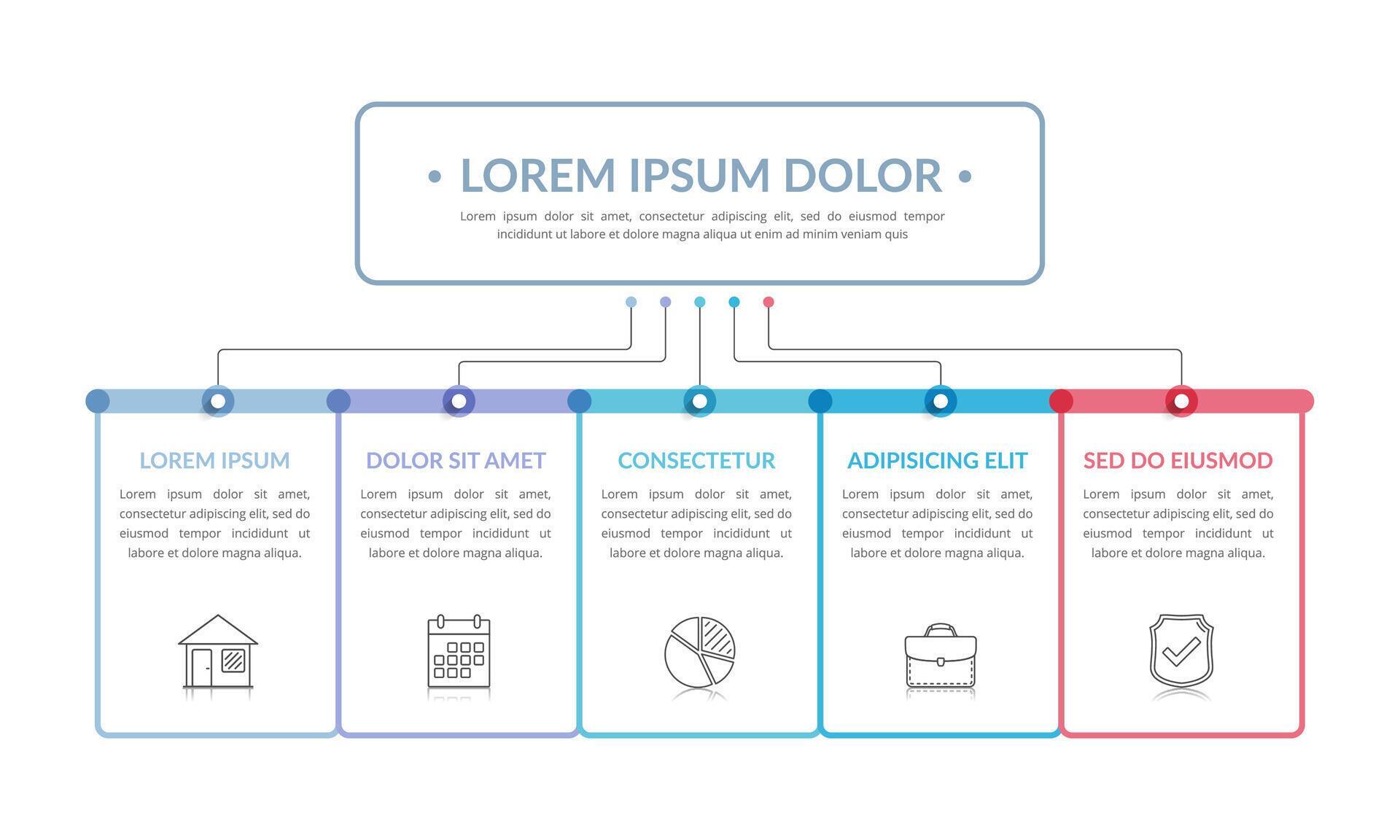 Flowchart with 5 Elements 48391263 Vector Art at Vecteezy