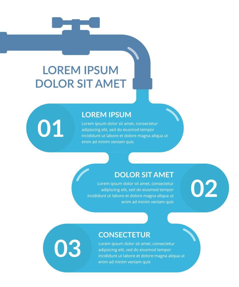 Infographic template with elements steps with tap and water vector