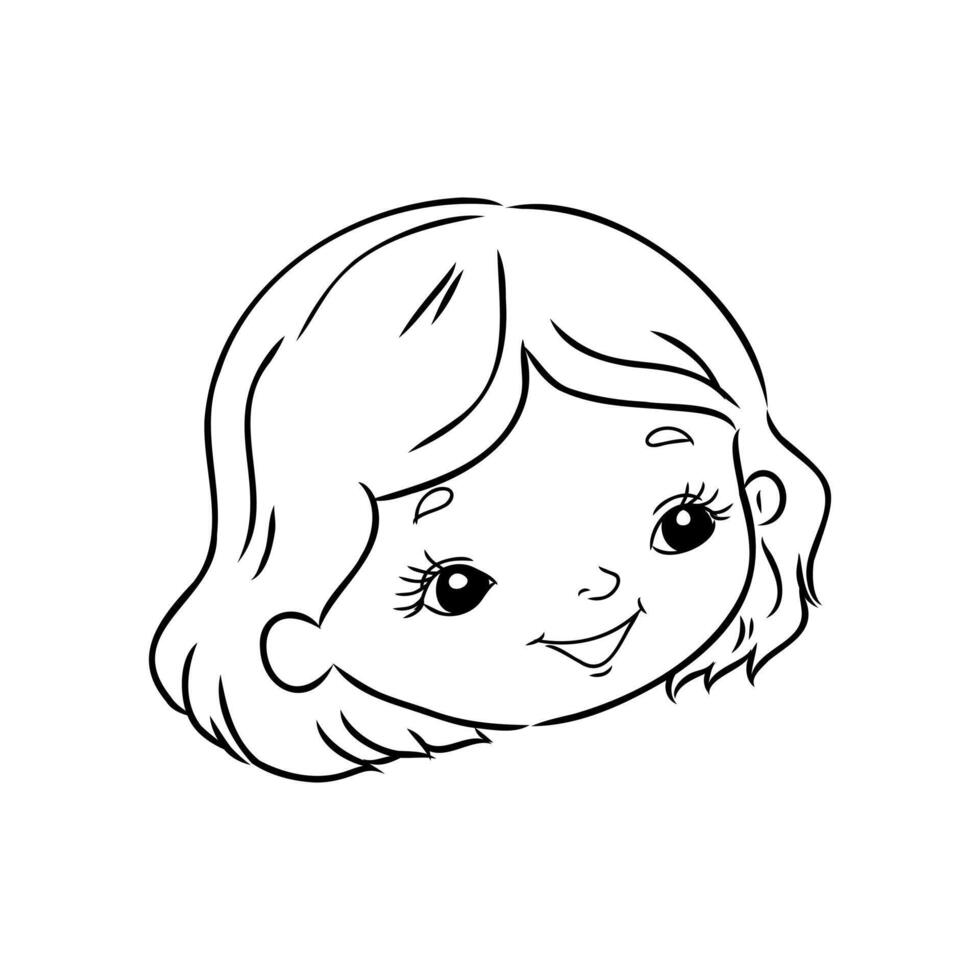 cartoon girl sketch vector