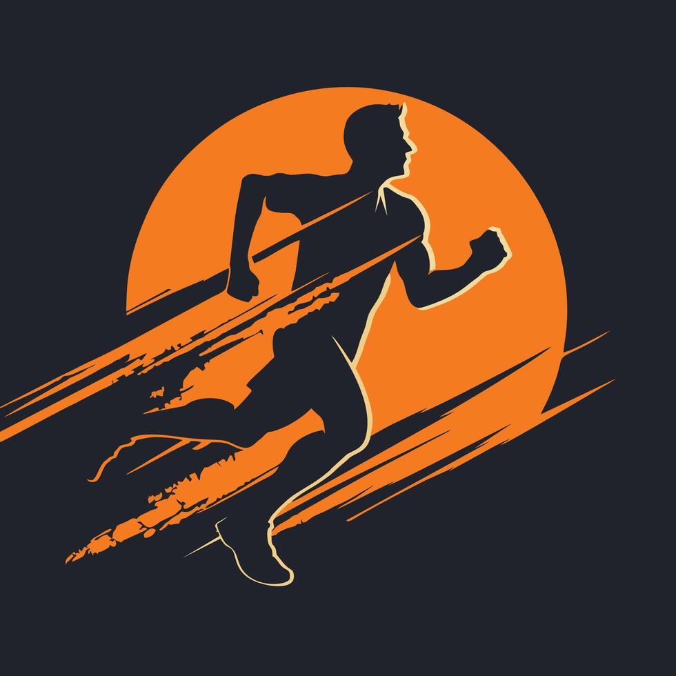 Athlete running marathon logo design vector