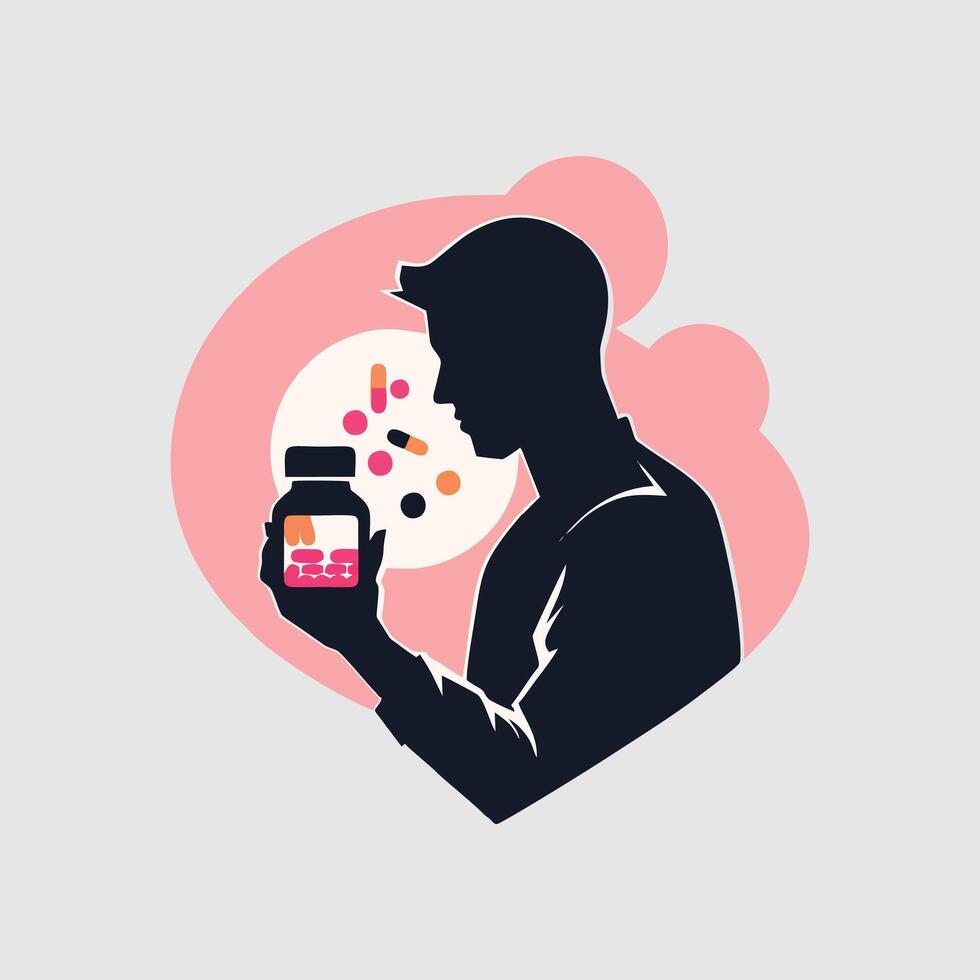 illustration of a man taking care of his health. Flat style design. vector