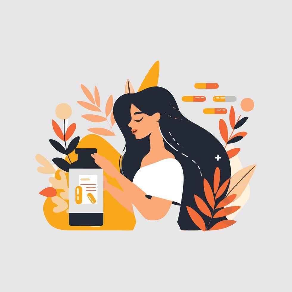 Woman holding a bottle of perfume vector