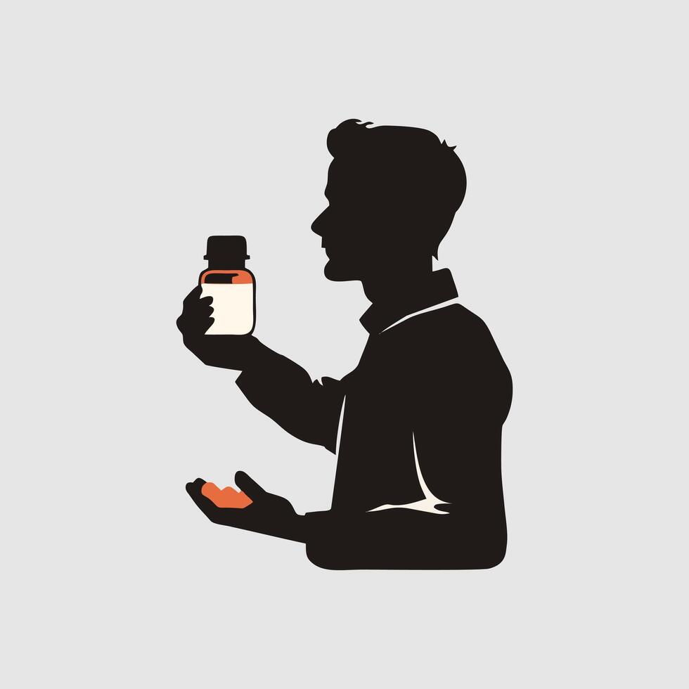 illustration of a man taking care of his health. Flat style design. vector