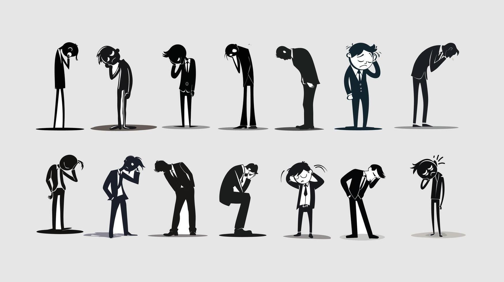 Stressed and sad business people. Business concept vector
