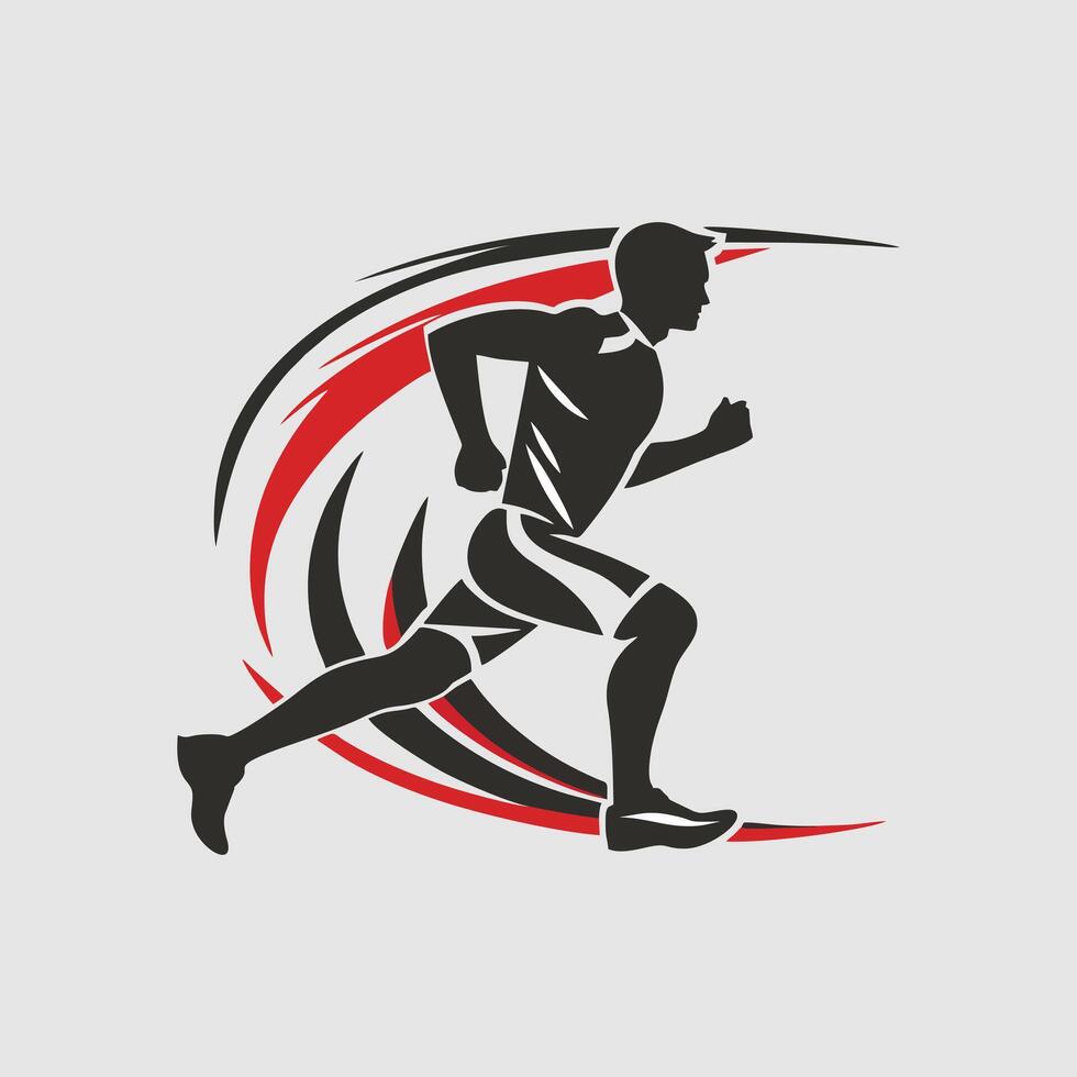 Athlete running marathon logo design vector