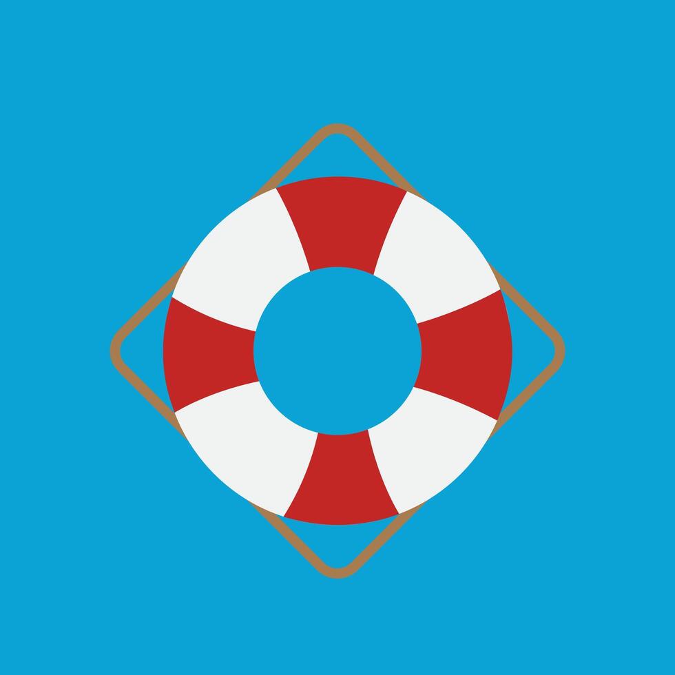 Lifebuoy icon isolated on blue background, beautiful of lifeguard vector