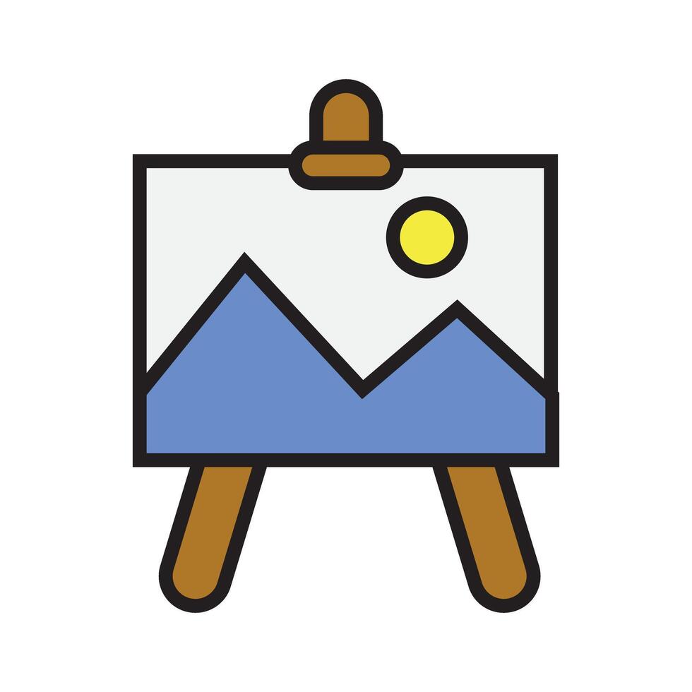 Landscape canvas painting in modern flat style, ready to use icon vector